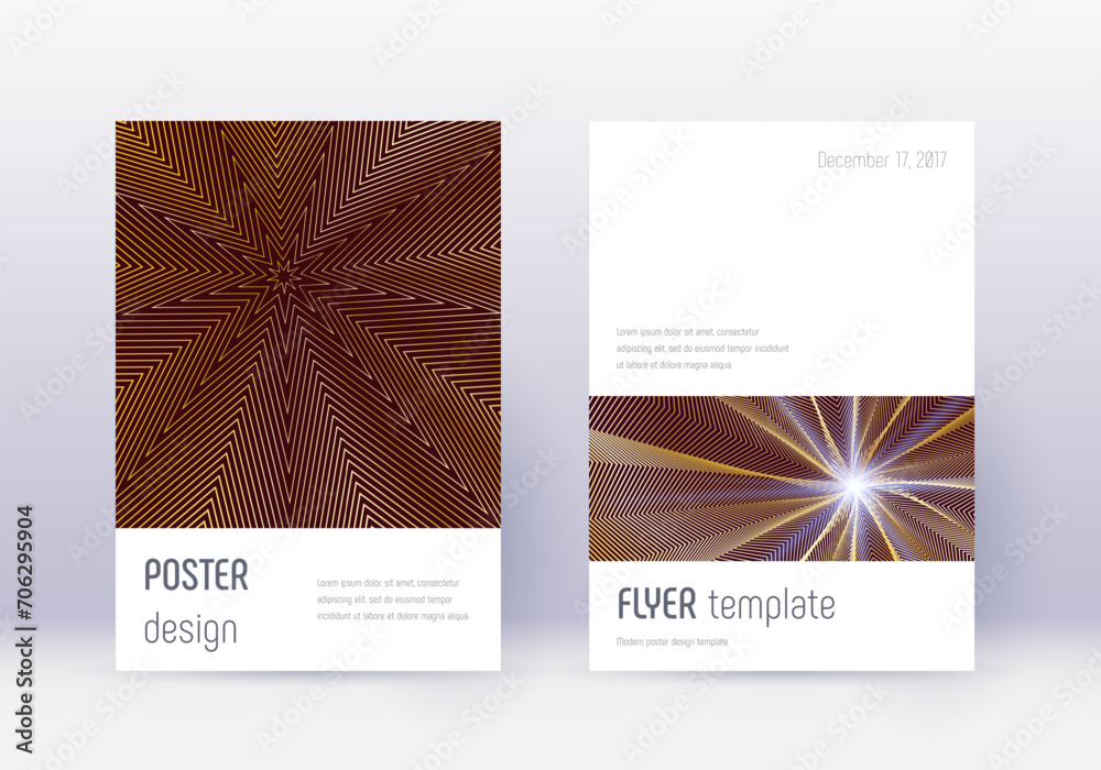 Sticker minimalistic cover design template set. gold abstr