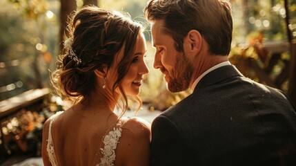 bride and groom kissing