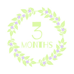 Newborn age milestone patch 3 month. Vector illustration.