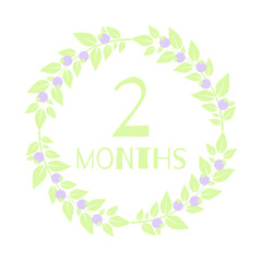 Newborn age milestone patch 2 month. Vector illustration.