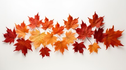 AI illustration of an autumn leaf garland in orange and red hues displayed on a white background.