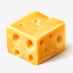 piece of cheese with a square shape on transparent background