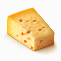 piece of cheese with a square shape on transparent background