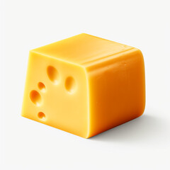 piece of cheese with a square shape on transparent background