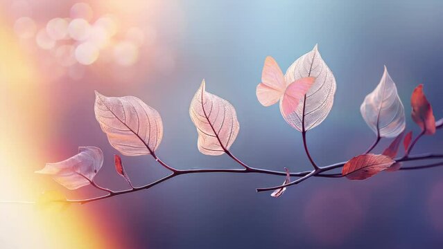Gentle Relaxation: Leaves, Bokeh, and a Calming Atmosphere. Seamless looping 4K time-lapse  video animation background