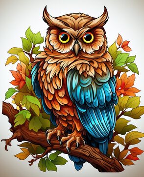 Illustration of an owl on a white background.