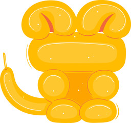 Yellow balloon animal dog sitting. Cartoon balloon dog, playful party decoration vector illustration.