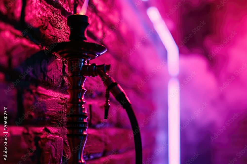 Poster a hook is attached to a brick wall, with a red light shining in the background. this image can be us
