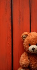 Cozy Companions: Teddy Bear Resting on Wooden Background, Rustic Charm: Teddy Bear Nestled Against a Wooden Backdrop, Woodland Whimsy: Adorable Teddy Bear Resting on Wooden Surface.