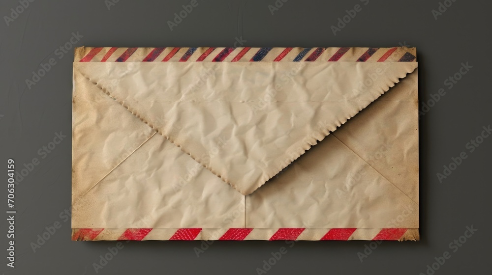 Poster an old envelope with a red and white stripe. can be used for various purposes