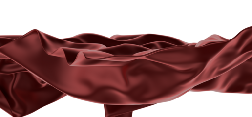 Red ribbon silk cloth fly cloth floating fabric background, 3d rendering