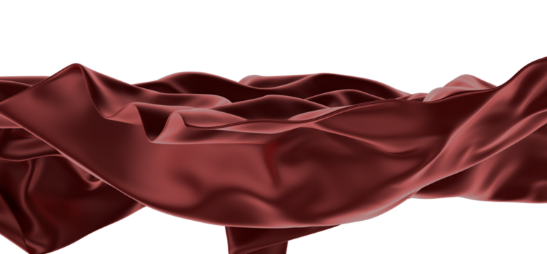 Red ribbon silk cloth fly cloth floating fabric background, 3d rendering