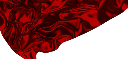 Red ribbon silk cloth fly cloth floating fabric background, 3d rendering
