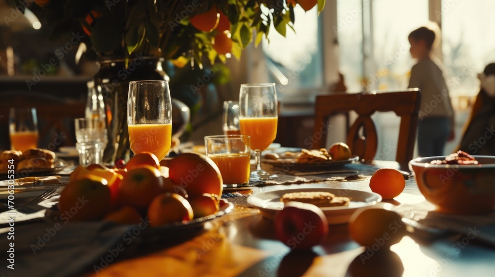 Poster a table with a variety of delicious food items arranged on it. perfect for showcasing a mouthwaterin