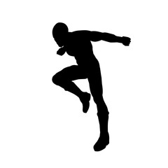 Fototapeta na wymiar Silhouette of a man in oriental martial art pose. Silhouette of a male in martial art move.