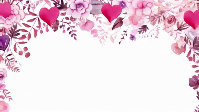 Animated Watercolor Valentine Colorful Flowers. Animated 4K flowers background frame loop