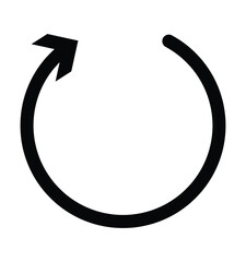 Circle arrow right. Radial arrow icon, symbol. Clockwise rotate, twirl, twist concept element. Spin, vortex pointer. Whirlpool, loop cursor shape on white background. - obrazy, fototapety, plakaty