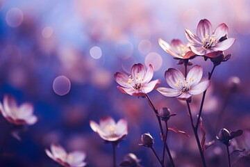 Obraz na płótnie Canvas blurry view of natural flowers blossom generative ai