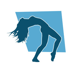 Silhouette of a slim female in dance pose. Silhouette of a woman dancing.