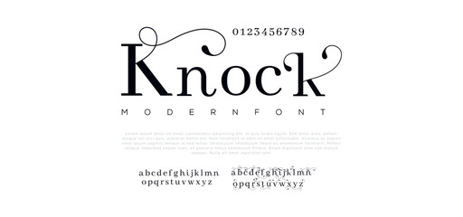 Knock Elegant Font Uppercase Lowercase and Number. Classic Lettering Minimal Fashion Designs.