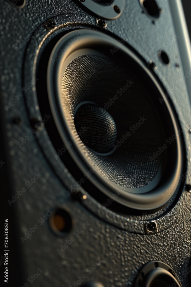Poster speaker on a table. perfect for technology or audio related projects