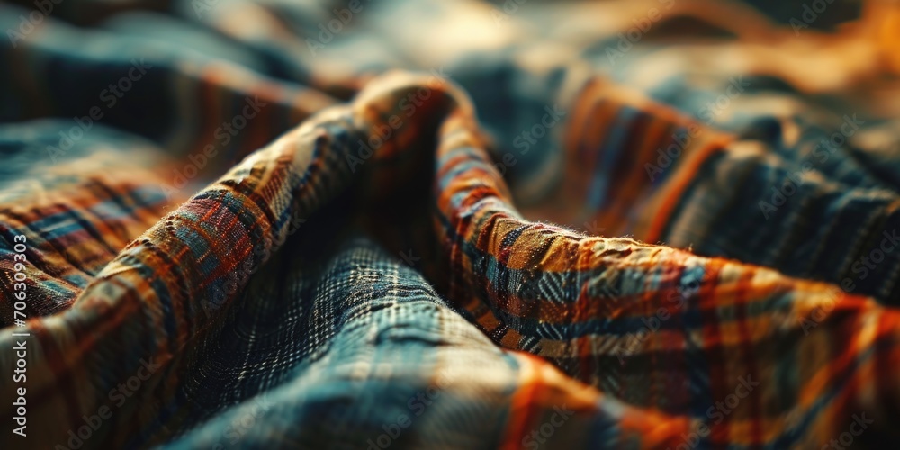 Aufkleber A detailed close-up shot of a blanket with a unique and intricate pattern. Versatile and suitable for various applications