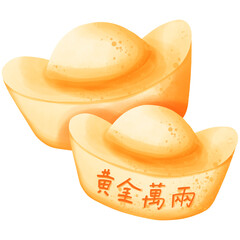 Gold nuggets and blessings for Chinese new year element card decoration