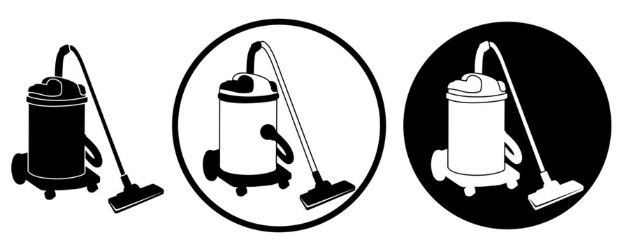 set vacuum cleaner household cleaning icon vector illustration