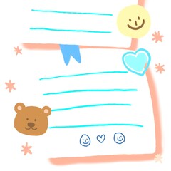 teddy bear with smiley paper frame , happy and cute background.