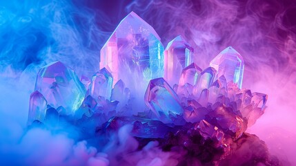 The brightly colored crystals create a mysterious and ethereal space.