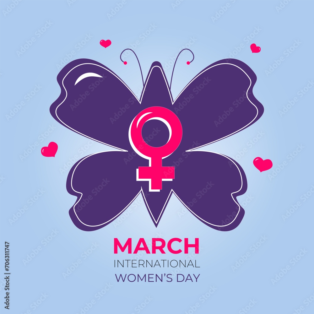 Wall mural International womens day 8 March vector greeting card poster banner background design