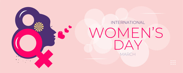 International womens day 8 March vector greeting card poster banner background design - obrazy, fototapety, plakaty