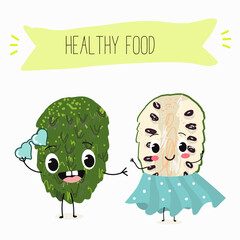 Cute  cartoon soursop, annona, graviola, guanabana, 
citrus, characters with different activities. Flat vector illustration, funny fruits. Organic food.