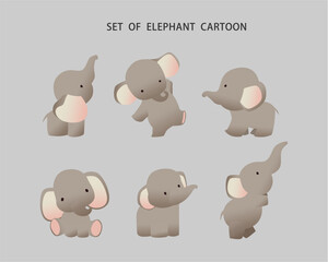 a set collection of cute expression elephant illustration