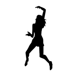 Silhouette of a slim female in dance pose. Silhouette of a woman dancing.