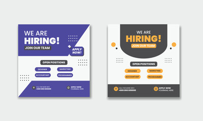 We are hiring job vacancy social media post, We are hiring job vacancy square web banner design