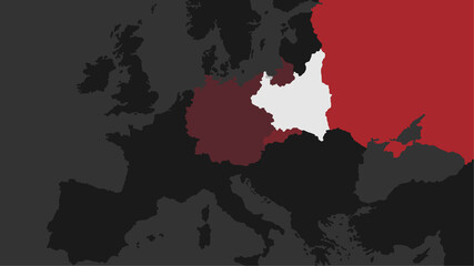  Detailed Map of Europe 1939 Highlighting Germany, Slovakia, Danzig, Poland and USSR - obrazy, fototapety, plakaty