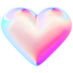 Purple Holographic 3D Heart. Iridescence hearts in 3D style.