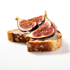 slice of bread with figs on transparent background created with Generative Ai