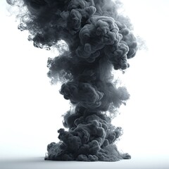 Fototapeta premium Black Smoke Movement Isolated On White, White Background, Illustrations Images