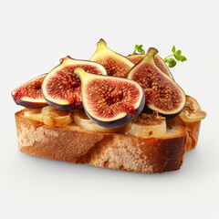 slice of bread with figs on transparent background created with Generative Ai