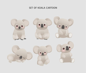 a set collection of cute expression koala illustration