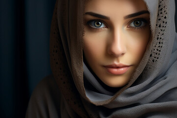 Generative AI technology conceptual picture Young confident arabian asian muslim woman in abaya hijab