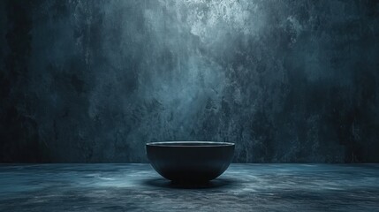 A gray bowl against a gray background - obrazy, fototapety, plakaty