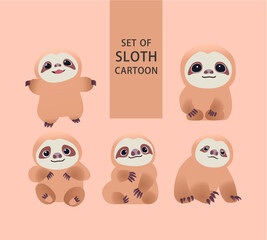 a set collection of cute expression sloth illustration