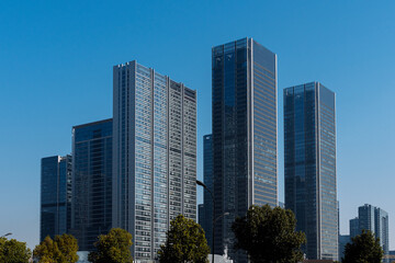 skyscrapers in downtown city