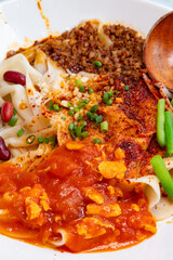 angle view xi an biangbiang noodles at vertical composition