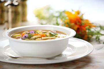 minestrone soup, variety of beans visible