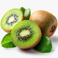 Fototapeta premium Close On Kiwi, White Background, Illustrations Images