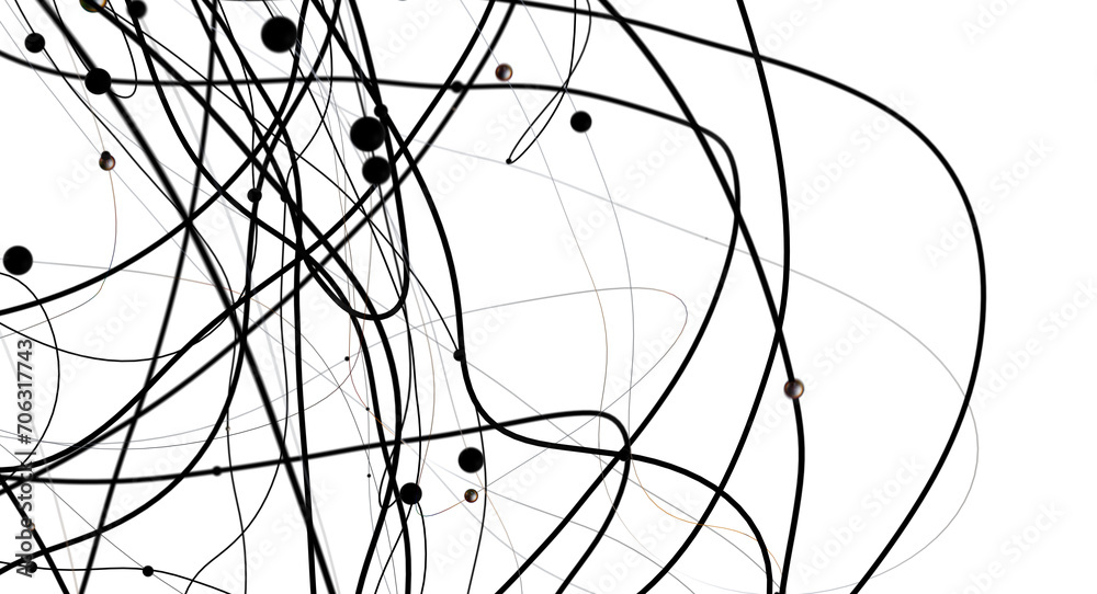Poster Futuristic geometric double data flow background with connecting dots and lines. Abstract digital